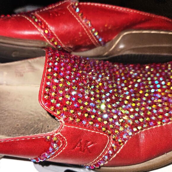 Red Leather Anne Klein Mules - Picture 7 of 10